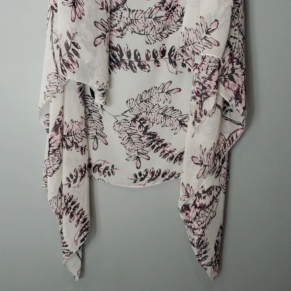 Floral Print Women's Scarf - Pink and White